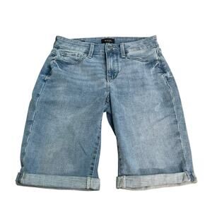 NYDJ Briella Denim Bermuda Shorts Size 2 Light Wash Cuffed Slimming Stretchy